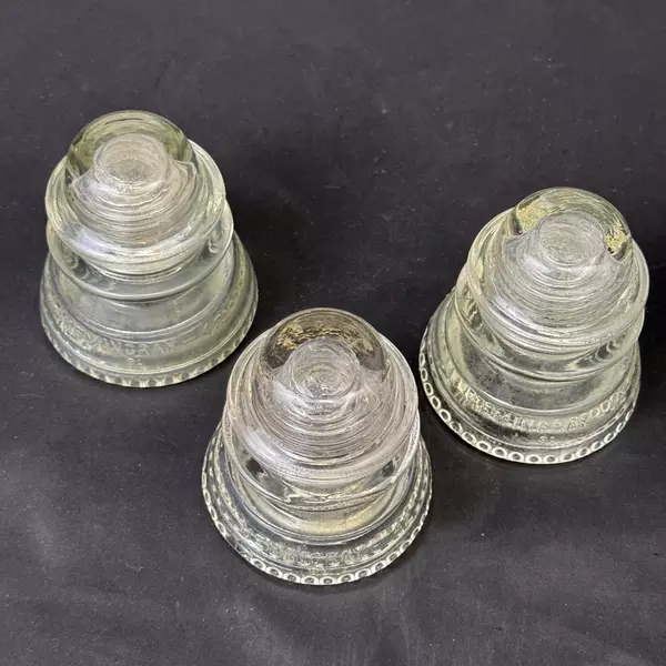 Lot of 3 Hemingray 42 Clear Glass Insulators