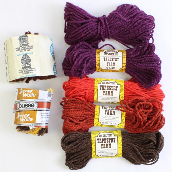 Lot of 7 Rug Crafters Etc. Yarn for DIY Rug Making Orange Brown Purple