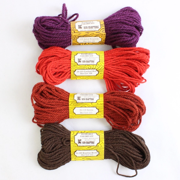 Lot of 7 Rug Crafters Etc. Yarn for DIY Rug Making Orange Brown Purple
