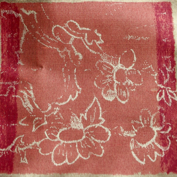 Green Hand-Painted Asian-Inspired Silk Fabric 54" x 2 7/8 Yards