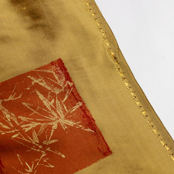 Green Hand-Painted Asian-Inspired Silk Fabric 54" x 2 7/8 Yards