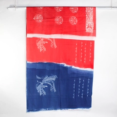 Shinobi Legends Miyamoto Clan Red and Blue Hemmed Batik Fabric 44" x 2 1/2 Yards