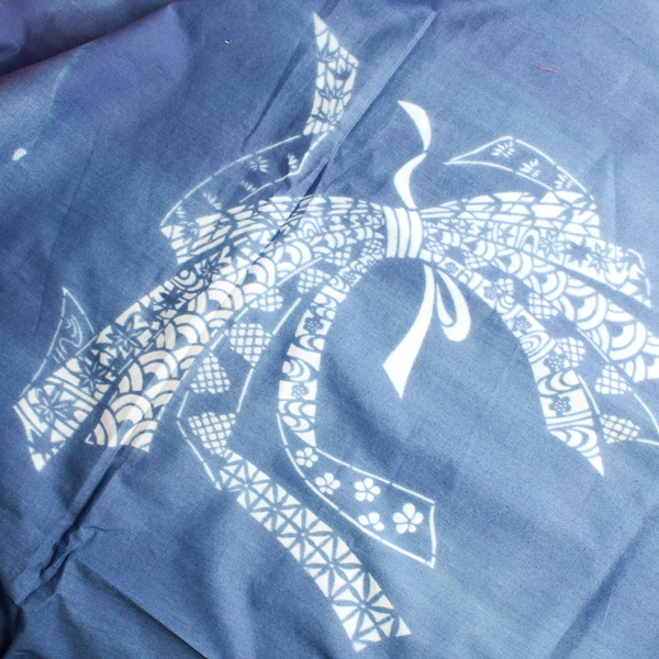 Shinobi Legends Miyamoto Clan Red and Blue Hemmed Batik Fabric 44" x 2 1/2 Yards