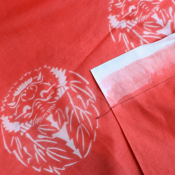 Shinobi Legends Miyamoto Clan Red and Blue Hemmed Batik Fabric 44" x 2 1/2 Yards