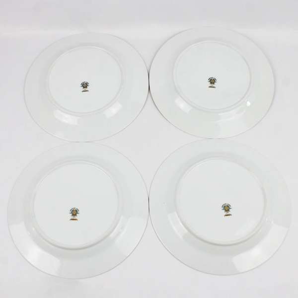 Lot Of 4 Noritake Somerset Dinner Plate Floral Gold Trim 10.5" Diameter 1" Tall