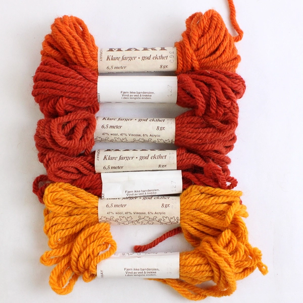 Lot of 12 Mari Tapestry Yarn Skeins Plus Scraps Made in Norway