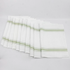 Set Of 10 Matching Unbranded Placemats White With Green Stripes 21.75" x 17"