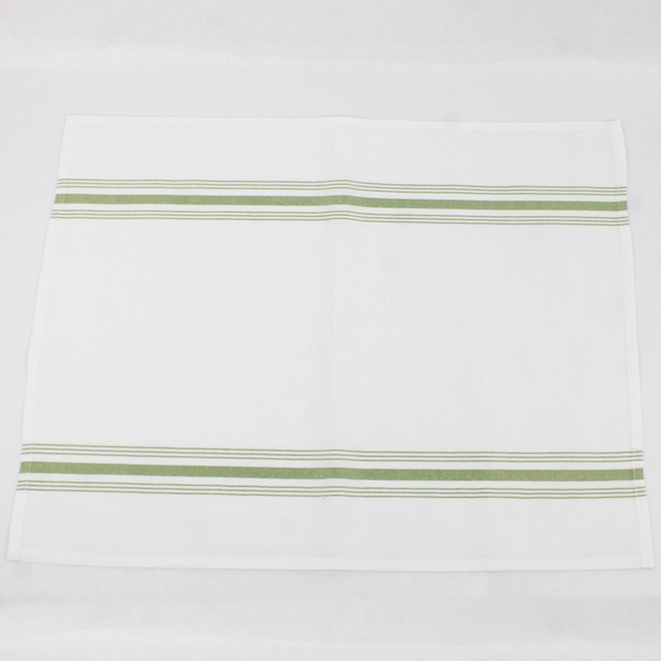 Set Of 10 Matching Unbranded Placemats White With Green Stripes 21.75" x 17"