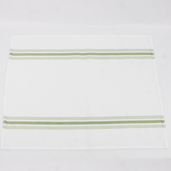 Set Of 10 Matching Unbranded Placemats White With Green Stripes 21.75" x 17"