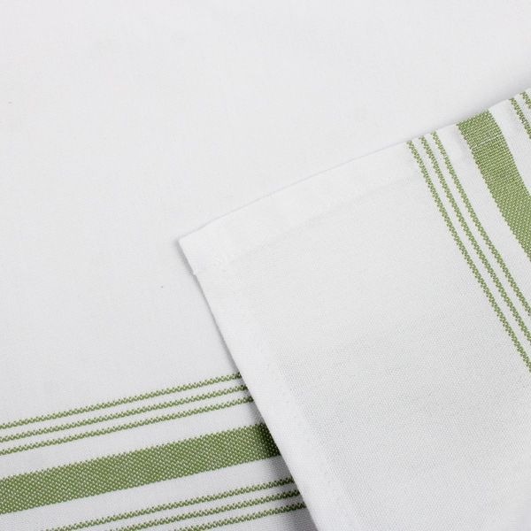 Set Of 10 Matching Unbranded Placemats White With Green Stripes 21.75" x 17"