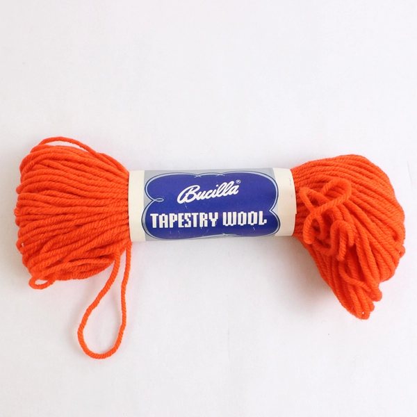 Lot of 2 Bucilla Tapestry Wool Yarn Orange #008 and Green #026