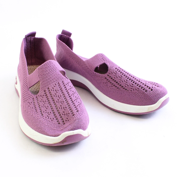Leozcaa Walking Shoes Orthopedic Slip On Mesh Sneakers Purple Women's 24