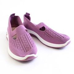 Leozcaa Walking Shoes Orthopedic Slip On Mesh Sneakers Purple Women's 24