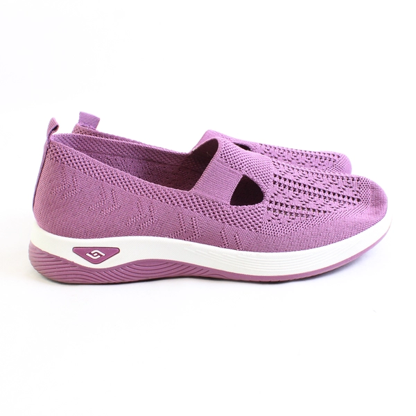 Leozcaa Walking Shoes Orthopedic Slip On Mesh Sneakers Purple Women's 24