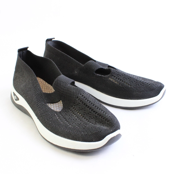 Leozcaa Walking Shoes Orthopedic Slip On Mesh Sneakers Black Women's 42