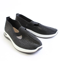 Leozcaa Walking Shoes Orthopedic Slip On Mesh Sneakers Black Women's 42