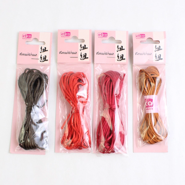 Lot of 4 Efco Kumihimo Satin Cords DIY Braiding Crafts Red and Brown