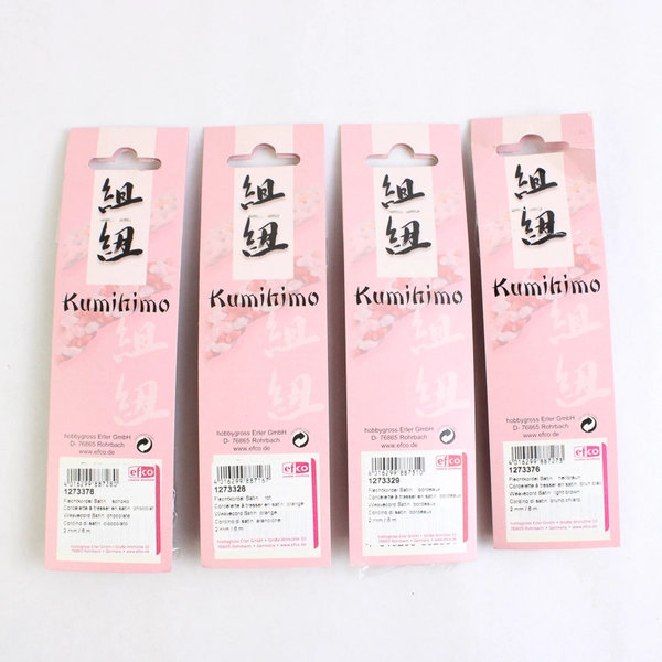 Lot of 4 Efco Kumihimo Satin Cords DIY Braiding Crafts Red and Brown