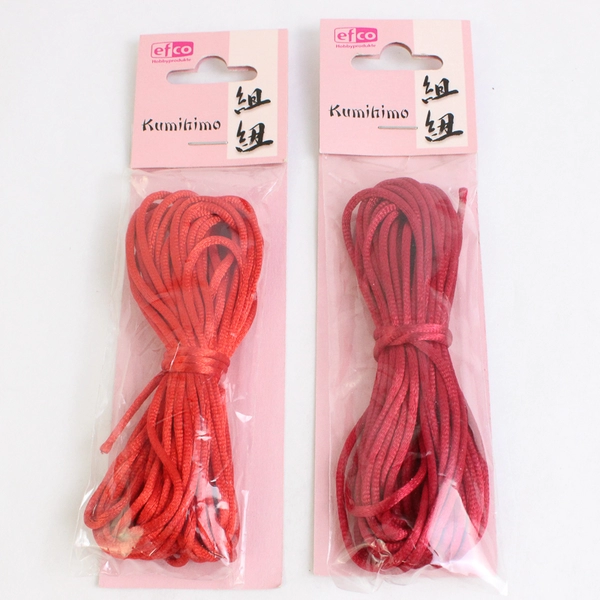 Lot of 4 Efco Kumihimo Satin Cords DIY Braiding Crafts Red and Brown