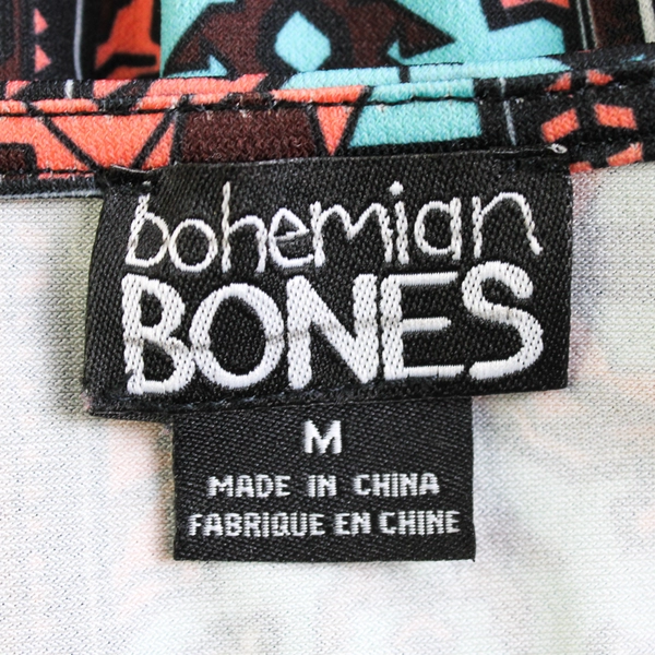 Bohemian Bones Blue Orange & Brown Tribal Print Romper Women's Medium