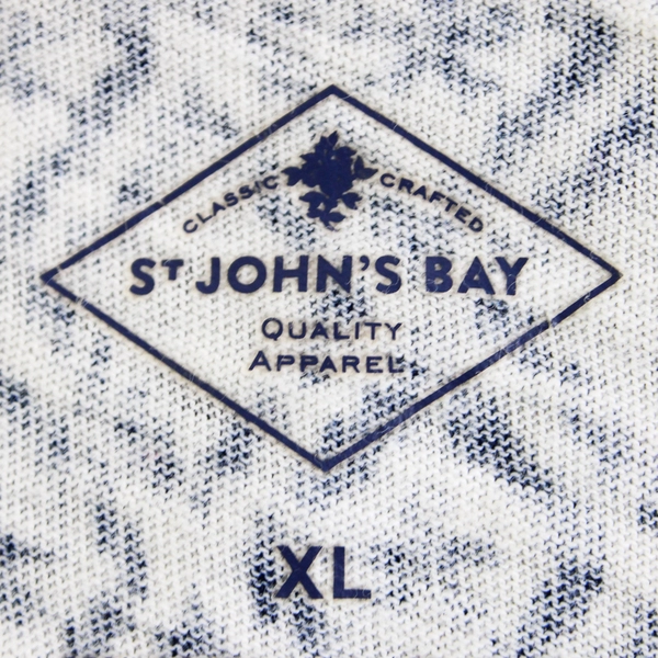 St. John's Bay White & Blue Diamond Pattern Tank Crochet Collar Women's XL