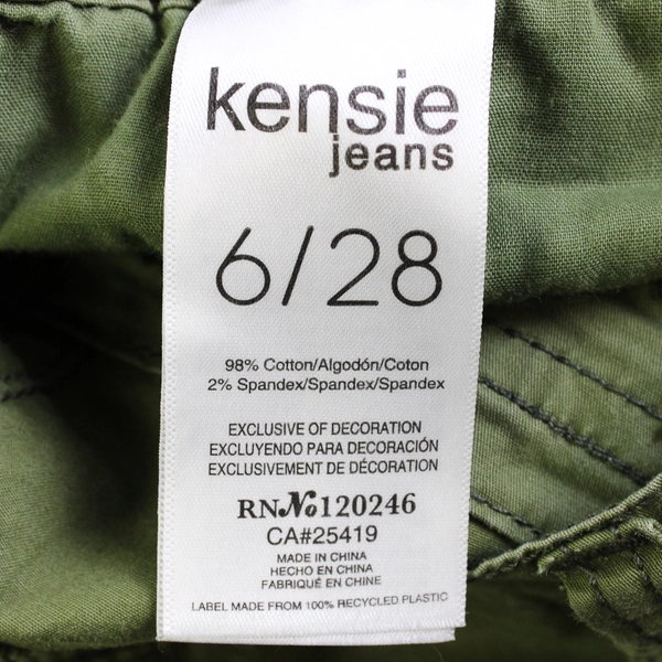 Kensie Jeans Green Cargo Ankle Pants Women's Size 6/28