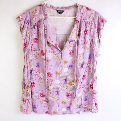 Buffalo by David Bitton Lavender Floral Print Blouse Women's XXL
