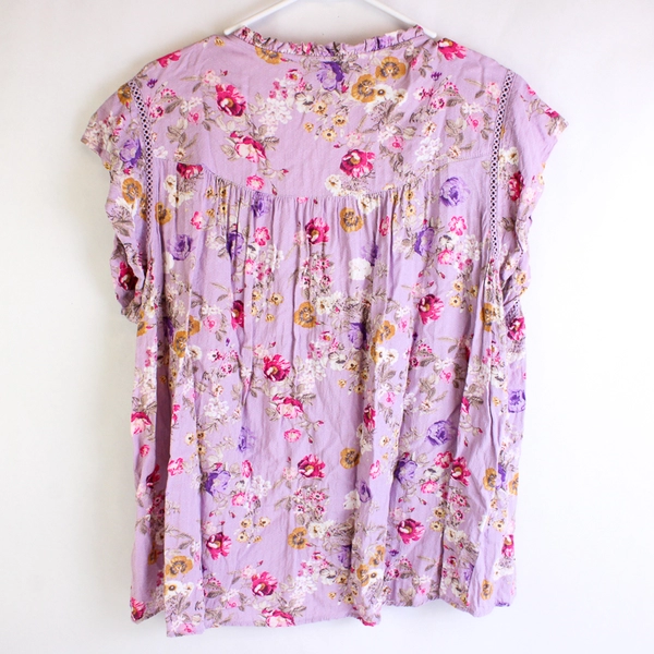 Buffalo by David Bitton Lavender Floral Print Blouse Women's XXL