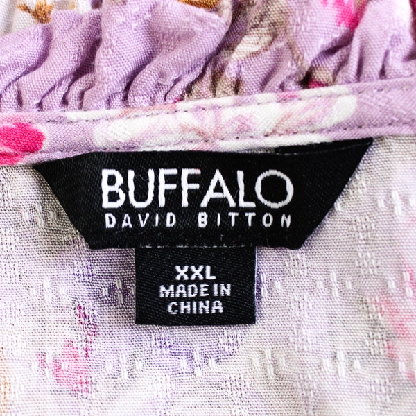 Buffalo by David Bitton Lavender Floral Print Blouse Women's XXL