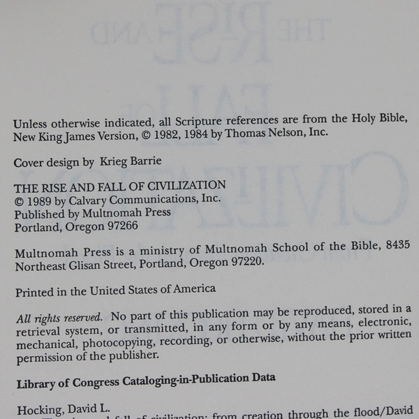 The Rise and Fall of Civilization by David Hocking 1984 Paperback Ex-Library