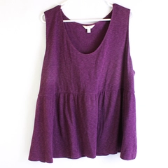 Terra & Sky Plum Purple Sleeveless Babydoll Top Women's Size 2X 20W-22W
