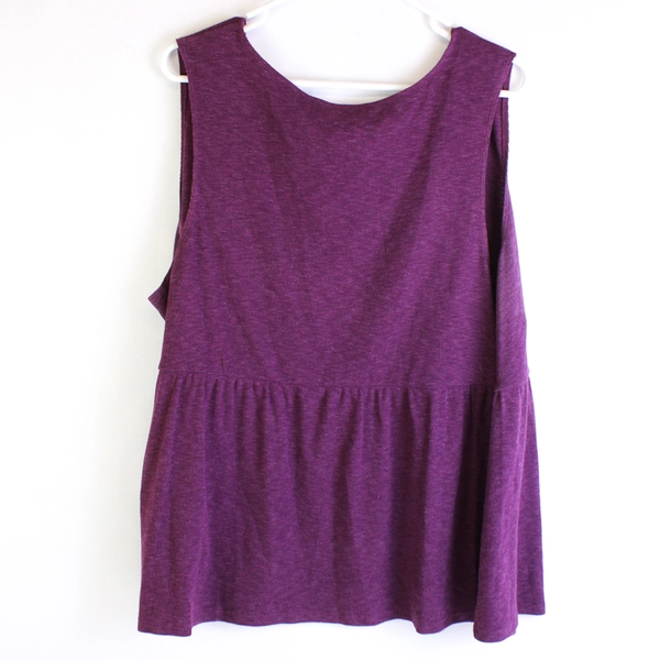 Terra & Sky Plum Purple Sleeveless Babydoll Top Women's Size 2X 20W-22W