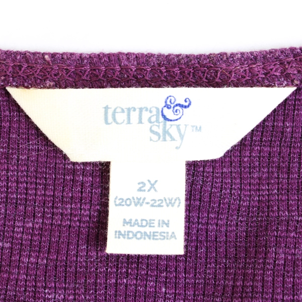 Terra & Sky Plum Purple Sleeveless Babydoll Top Women's Size 2X 20W-22W