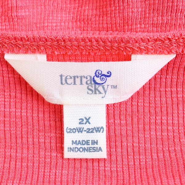 Terra & Sky Coral Pink Sleeveless Babydoll Top Women's Size 2X 20W-22W