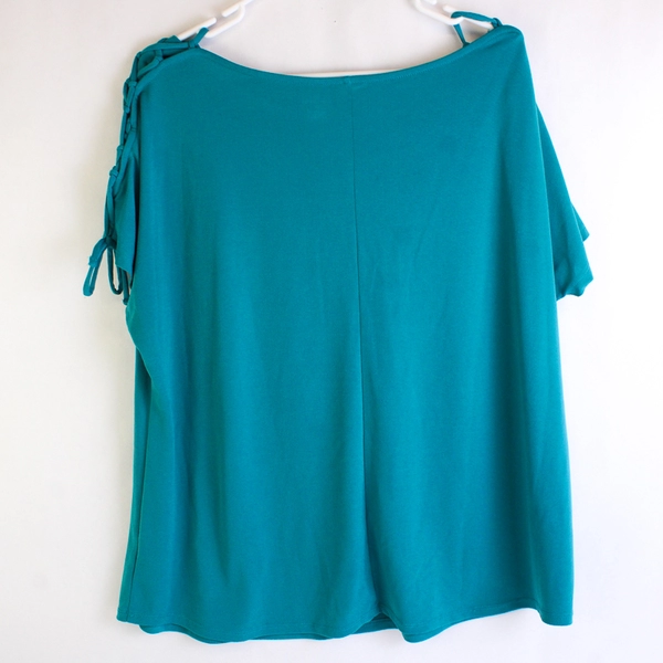 Worthington Teal Blue Short-Sleeved Blouse Women's Size 2XL