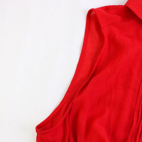 Fever Sheer Red Sleeveless Button-Up Blouse Women's Size XL