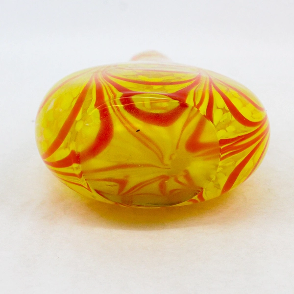Hand Blown Art Glass Vase Art Deco Orange And Yellow Swirl Pattern 14.75 Inch