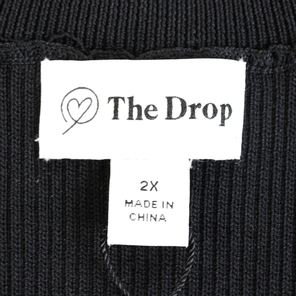 The Drop Women's Ribbed Knit Sleeveless Slit Hem Bodycon Dress Black Size 2XL