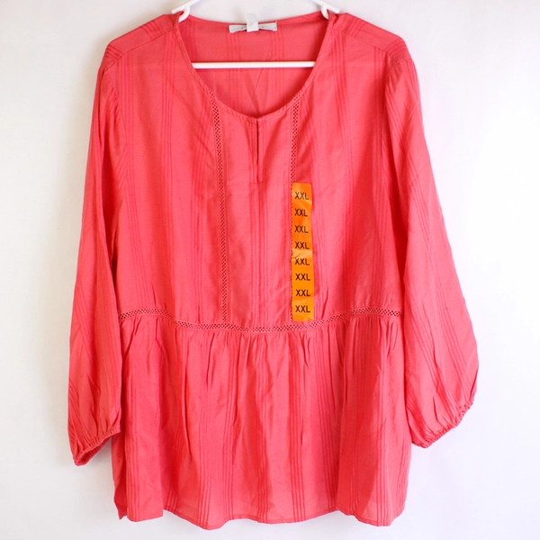 Fever Pink 3/4 Sleeve Blouse Women's Size XXL Stylish Top