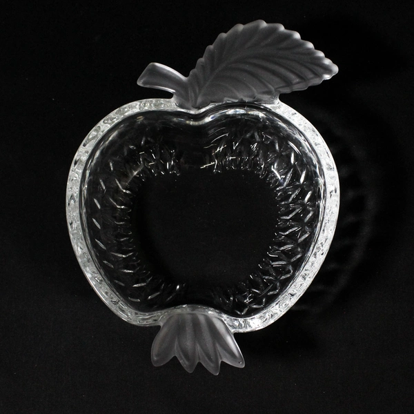 Set Of 2 Studio Nova Apple Delight Crystal Candy Dishes Clear Etched Leaves