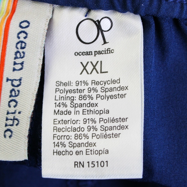 Ocean Pacific Men's Blue Swim Trunks Size XXL 2 in Inseam w/ Zipper Pockets