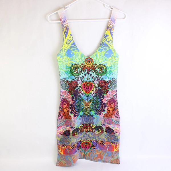 Aimee M. Short Sleeveless Groovy Multicolor Dress Women's Size Large
