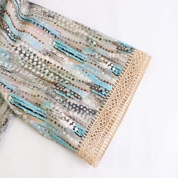 Unbranded Gray and Blue Half-Sleeve Blouse Women's Size 2XL