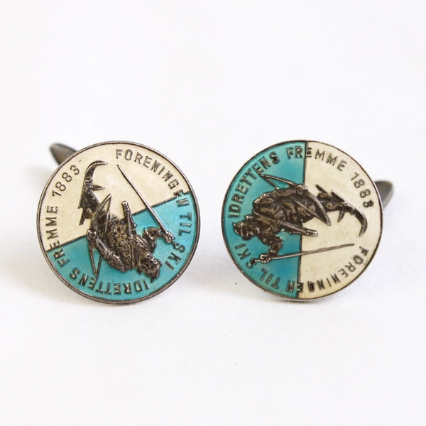 Ski Cuff Links Norway Sterling Enamel Forening N Til Ski Idrattens Fremme 1883