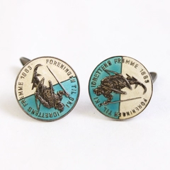 Ski Cuff Links Norway Sterling Enamel Forening N Til Ski Idrattens Fremme 1883