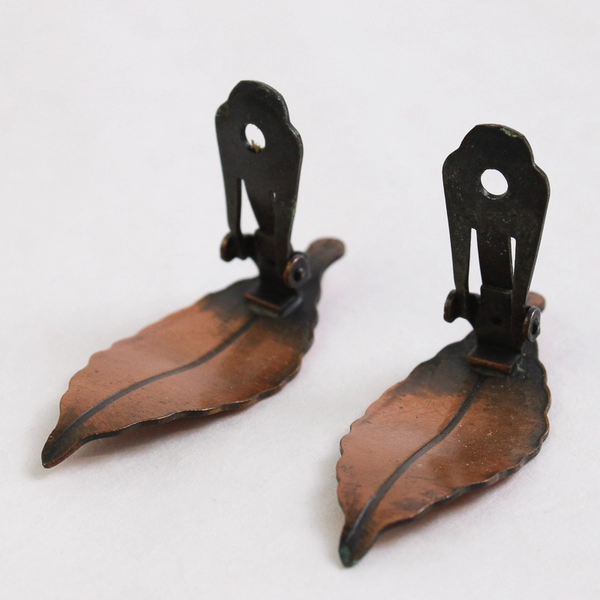 Bergere Clip On Earrings Copper Leaf