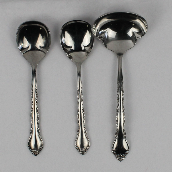 Lot of 3 International Silver Gigi Gravy Ladle & Sugar Spoons Glossy Finish