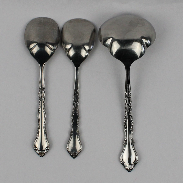 Lot of 3 International Silver Gigi Gravy Ladle & Sugar Spoons Glossy Finish