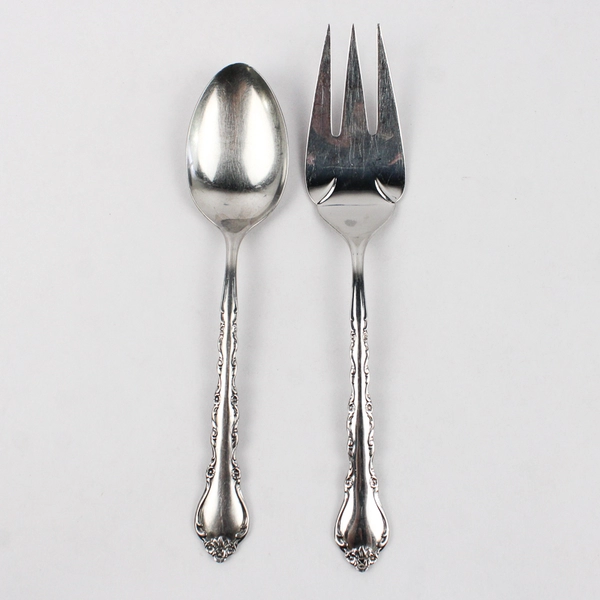 Lot of 2 International Silver Gigi Serving Spoon & Serving Fork Glossy Finish