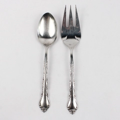 Lot of 2 International Silver Gigi Serving Spoon & Serving Fork Glossy Finish